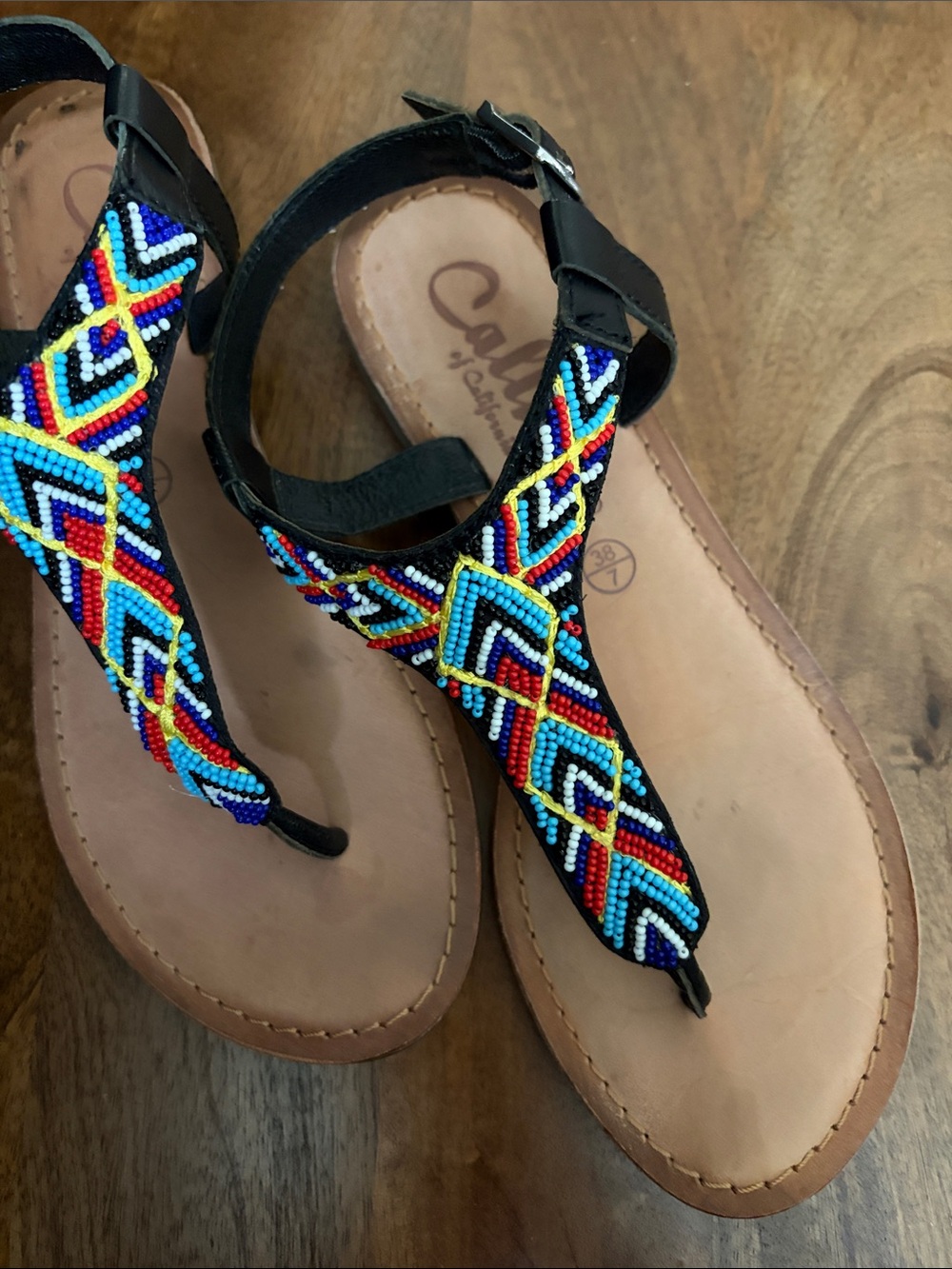 Callisto of California "Sari" flat beaded sandals vintage